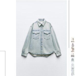 ZARA Oversized Light Wash Denim Shirt - Size XS-S NEW WITH TAG!